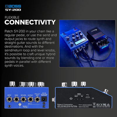 Boss SY-200 Guitar Synthesizer w/ Instrument Cables