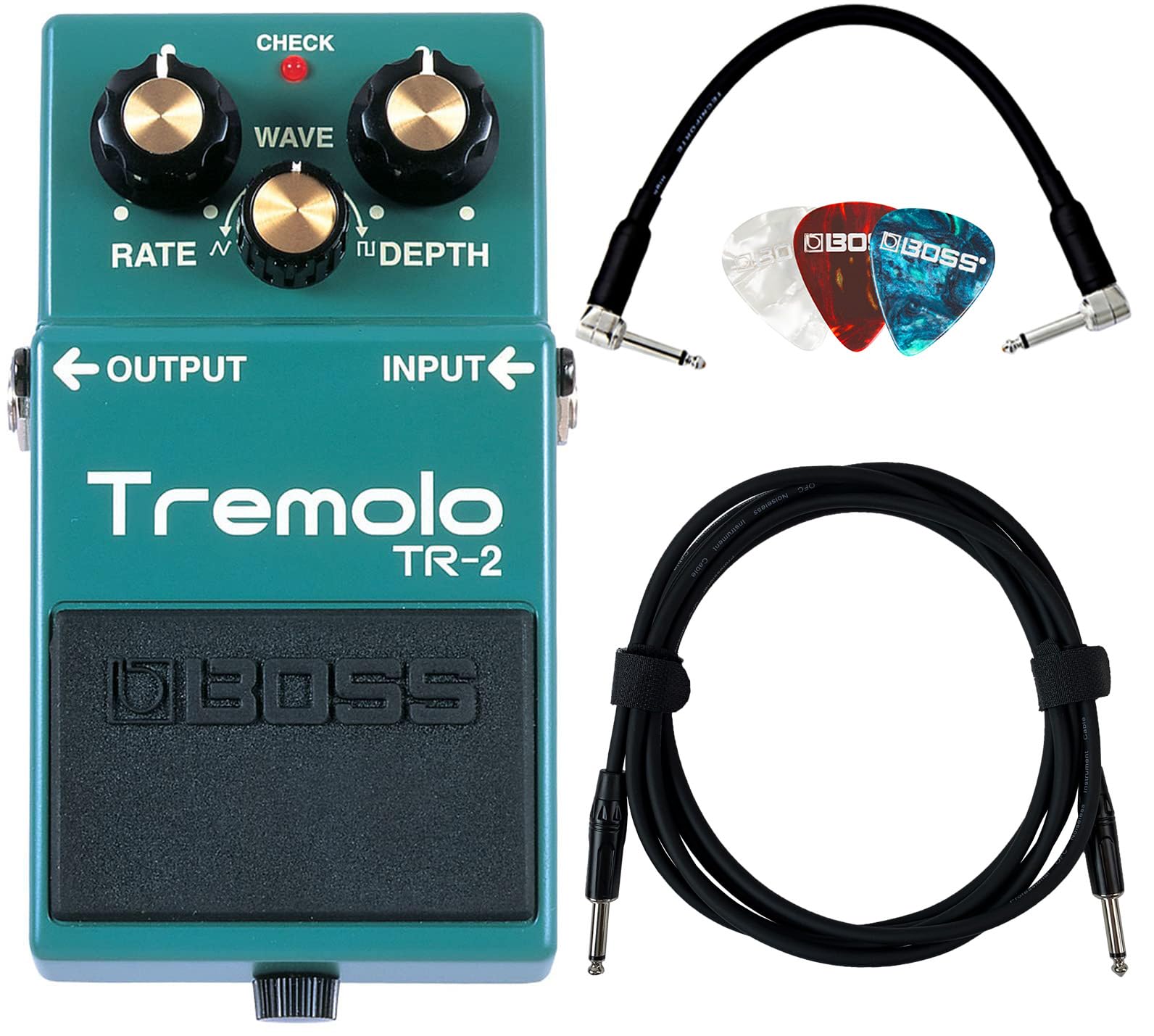 Boss TR-2 Tremolo w/ Instrument Cables