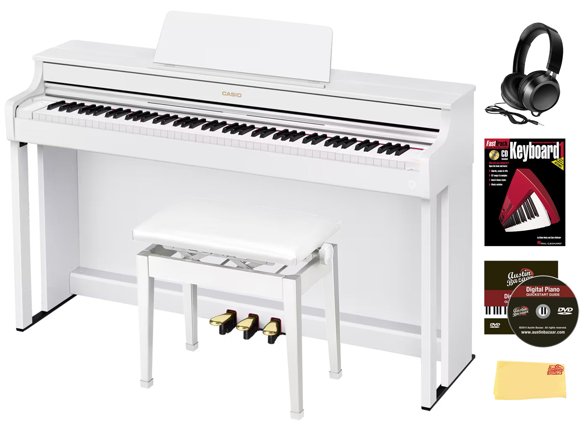 Casio AP-300 Celviano 88-Key Digital Piano - White w/ Furniture Bench