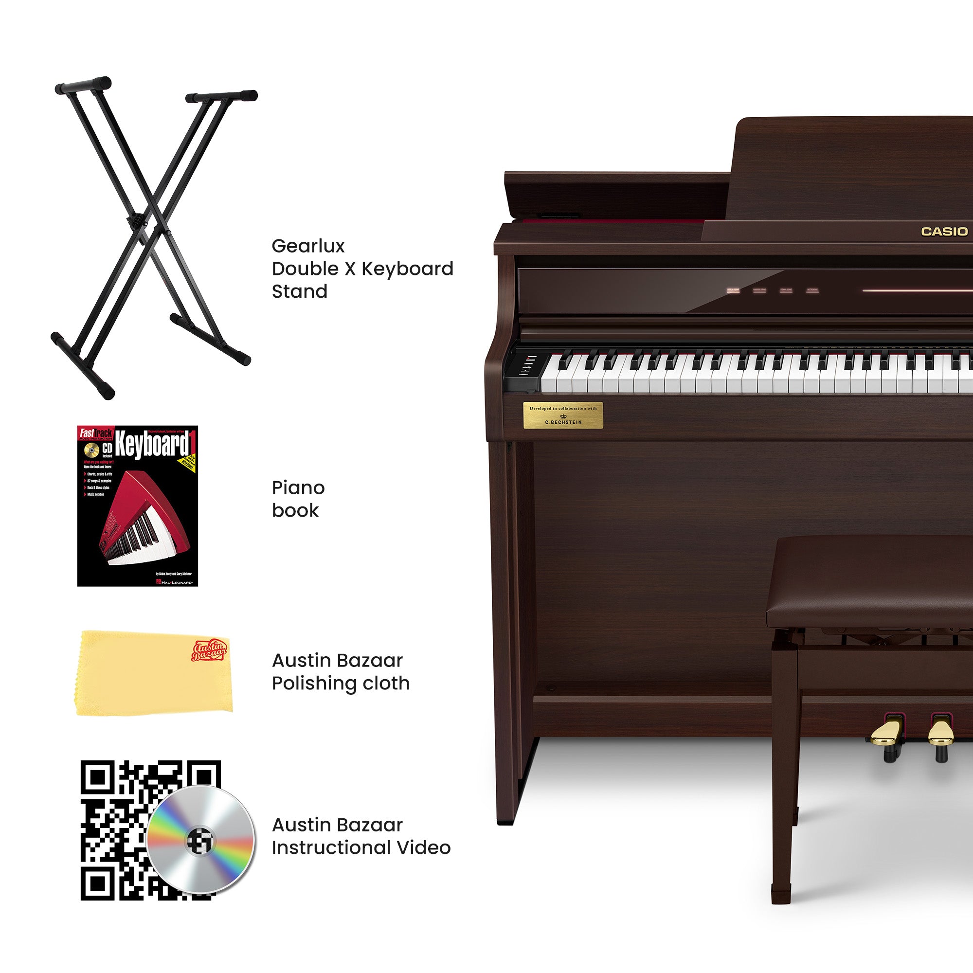 Casio AP-750 Celviano 88-Key Digital Piano - Rosewood w/ Adjustable Stand