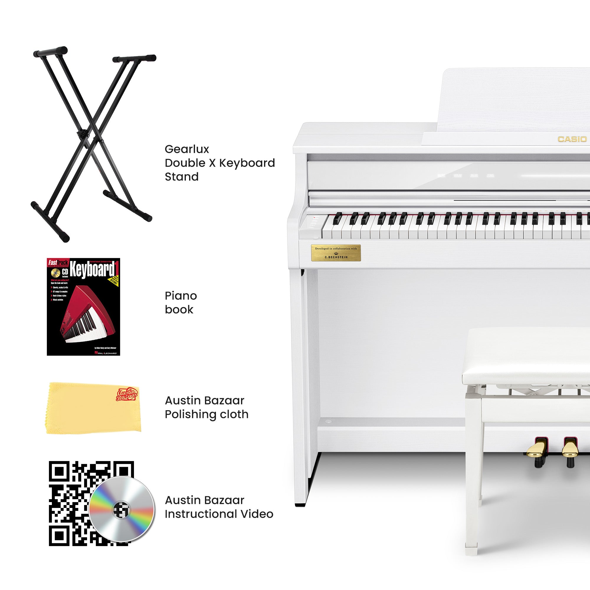 Casio AP-750 Celviano 88-Key Digital Piano - White w/ Adjustable Stand