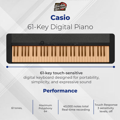 Casio CT-S1 Casiotone 61-Key Keyboard - Black w/ Adjustable Stand