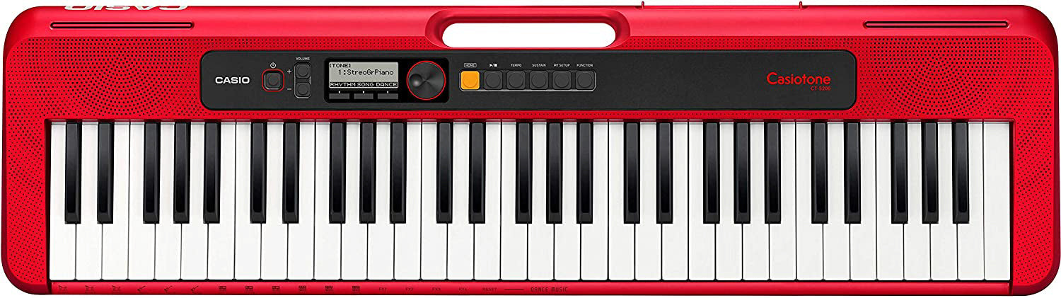 Casio CT-S200 Casiotone 61-Key Keyboard - Red w/ Headphones