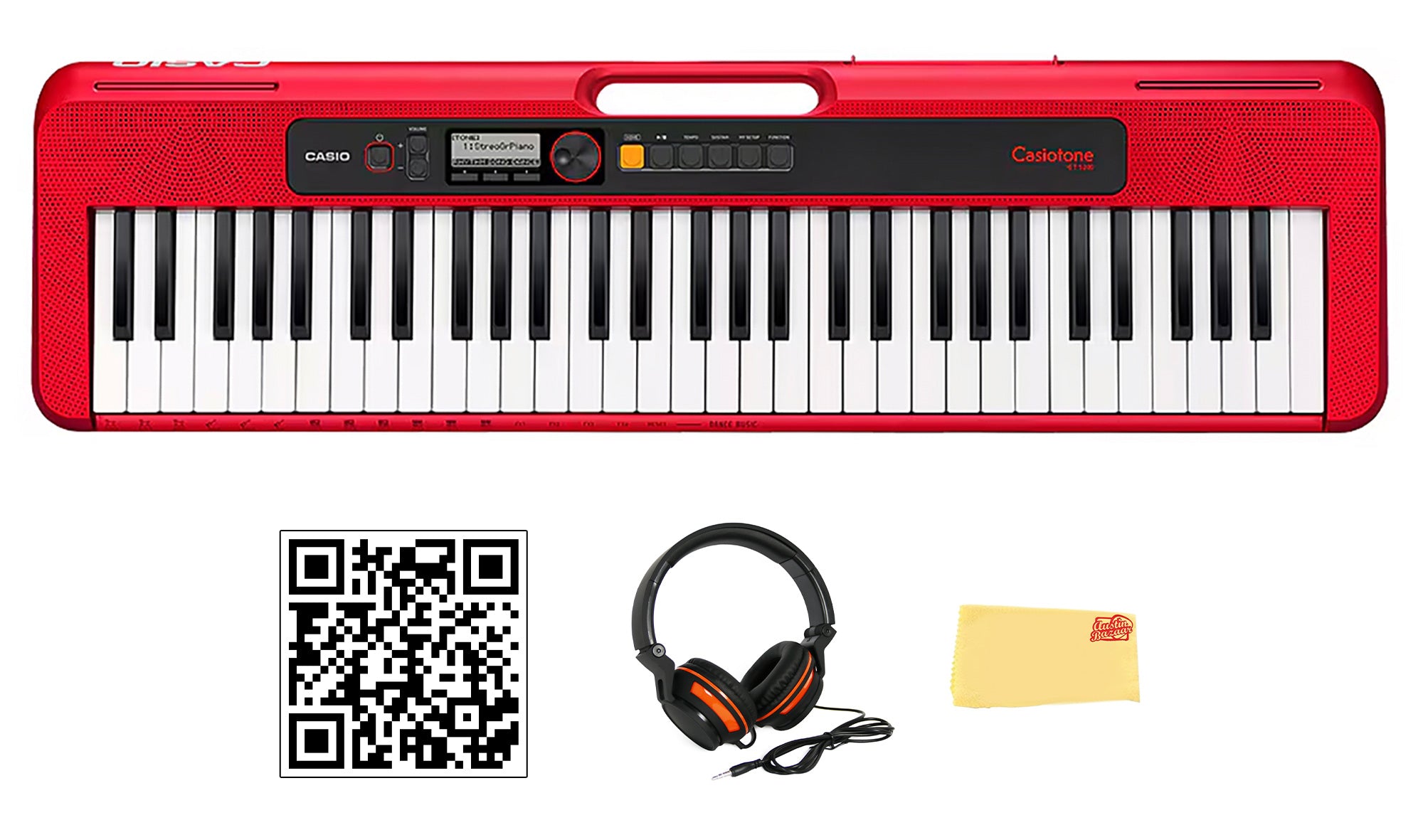 Casio CT-S200 Casiotone 61-Key Keyboard - Red w/ Headphones