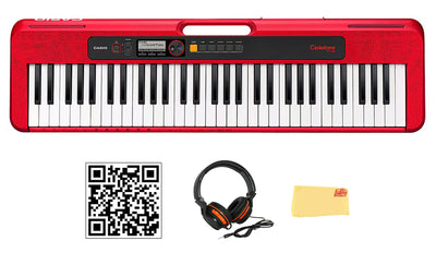 Casio CT-S200 Casiotone 61-Key Keyboard - Red w/ Headphones
