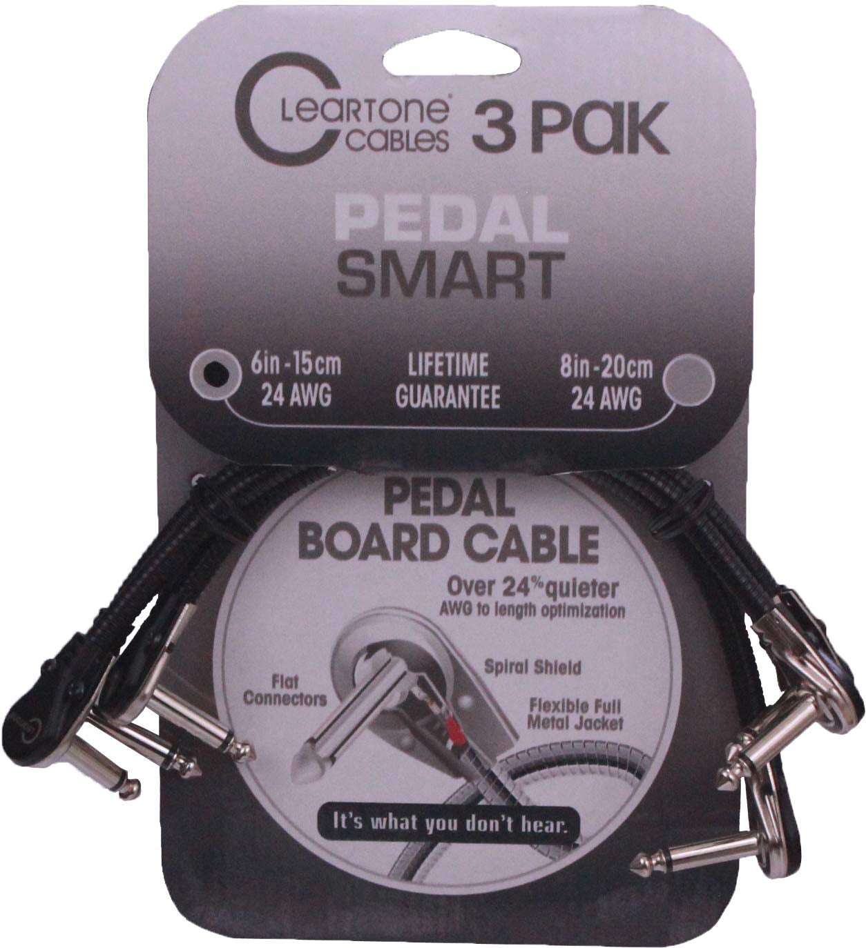Cleartone 6-Inch Pedal Smart Pedal Board Cable, 24 AWG - 3 Pack