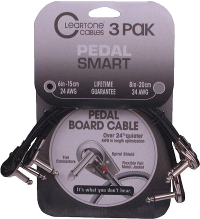 Cleartone 6-Inch Pedal Smart Pedal Board Cable, 24 AWG - 3 Pack