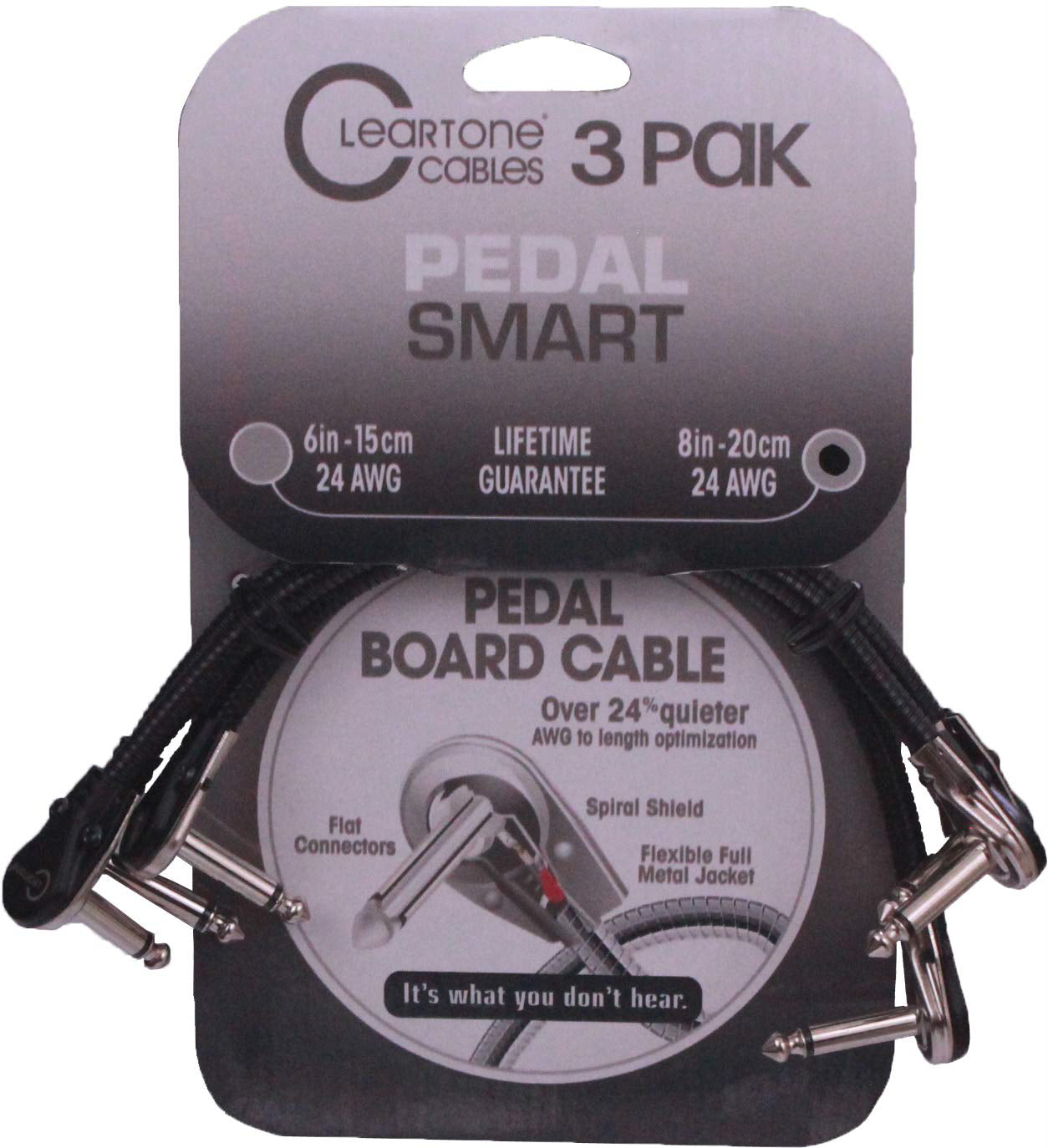 Cleartone 8-Inch Pedal Smart Pedal Board Cable, 24 AWG - 3 Pack