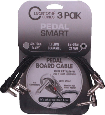 Cleartone 8-Inch Pedal Smart Pedal Board Cable, 24 AWG - 3 Pack