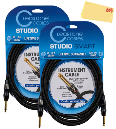 Cleartone 10-Foot Studio Smart Instrument Cable, Straight-Straight, 24 AWG - 2 Pack