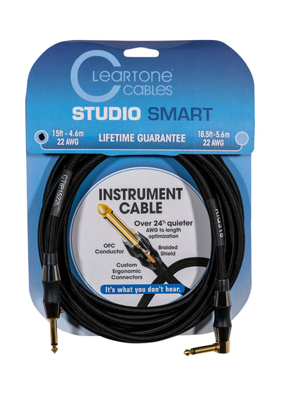 Cleartone 15-Foot Studio Smart Instrument Cable, Straight-Angled, 22 AWG - 2 Pack