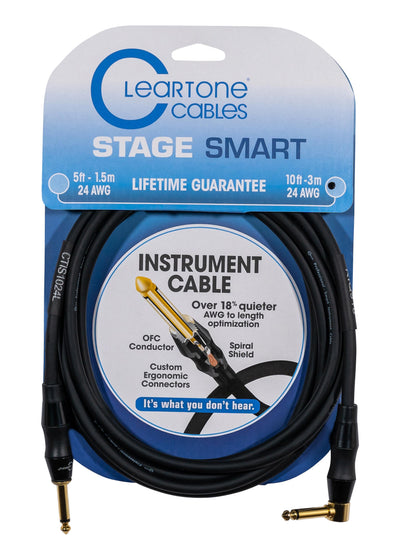 Cleartone 10-Foot Stage Smart Instrument Cable, Straight-Angled, 24 AWG - 3 Pack