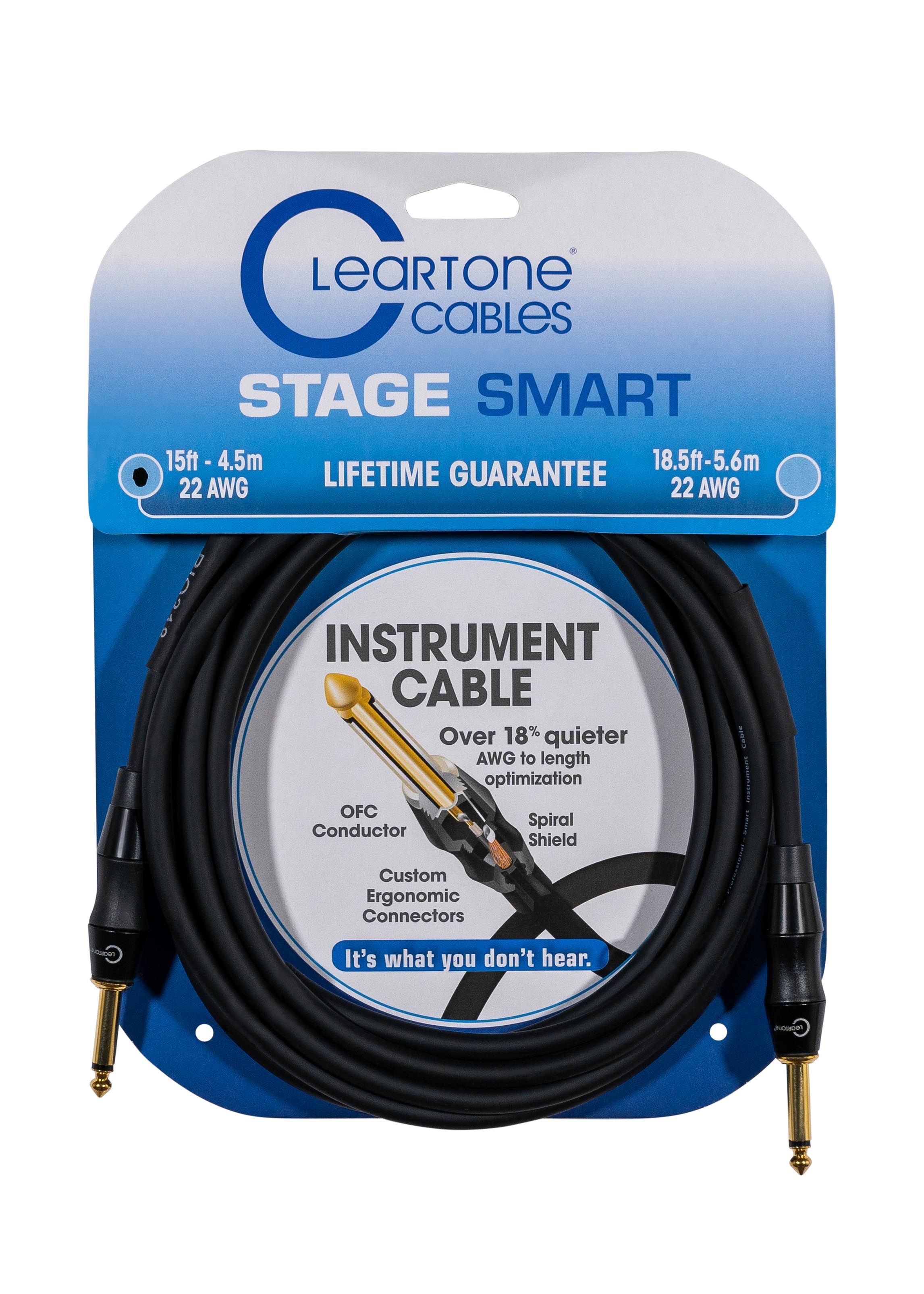 Cleartone 15-Foot Stage Smart Instrument Cable, Straight-Straight, 22 AWG - 3 Pack