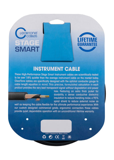 Cleartone 15-Foot Stage Smart Instrument Cable, Straight-Angled, 22 AWG - 1 Pack