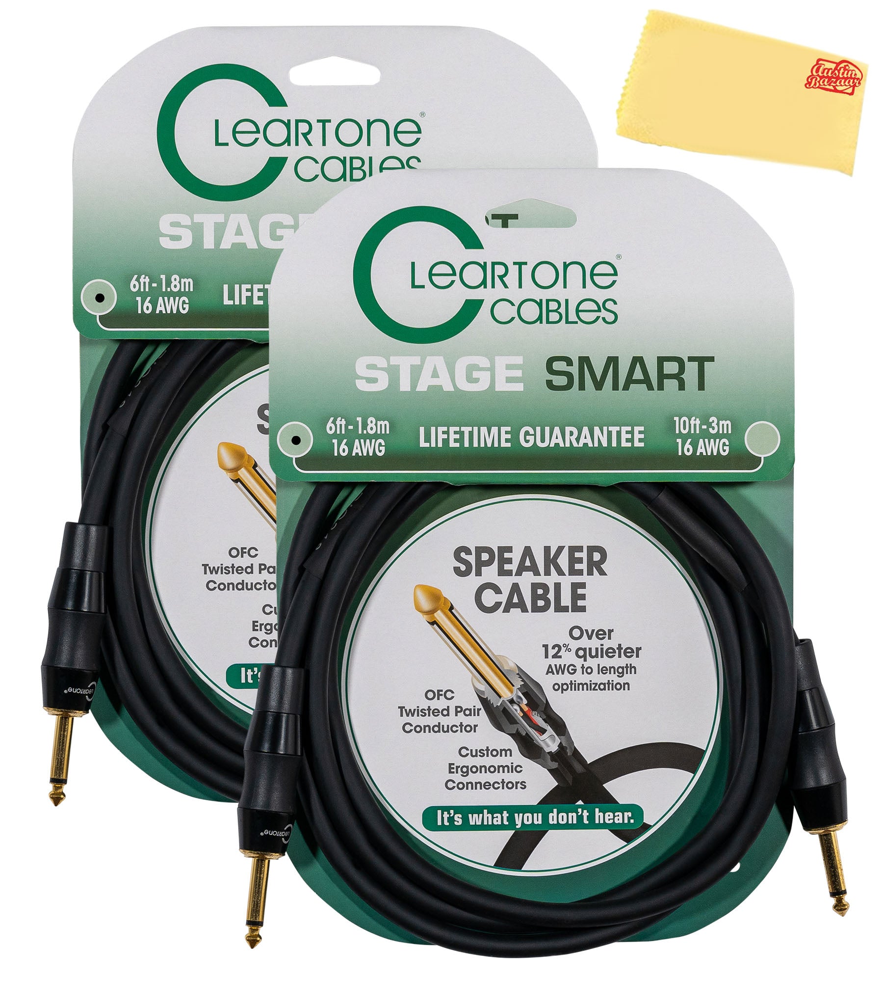 Cleartone 6-Foot Stage Smart Speaker Cable, 16 AWG - 2 Pack