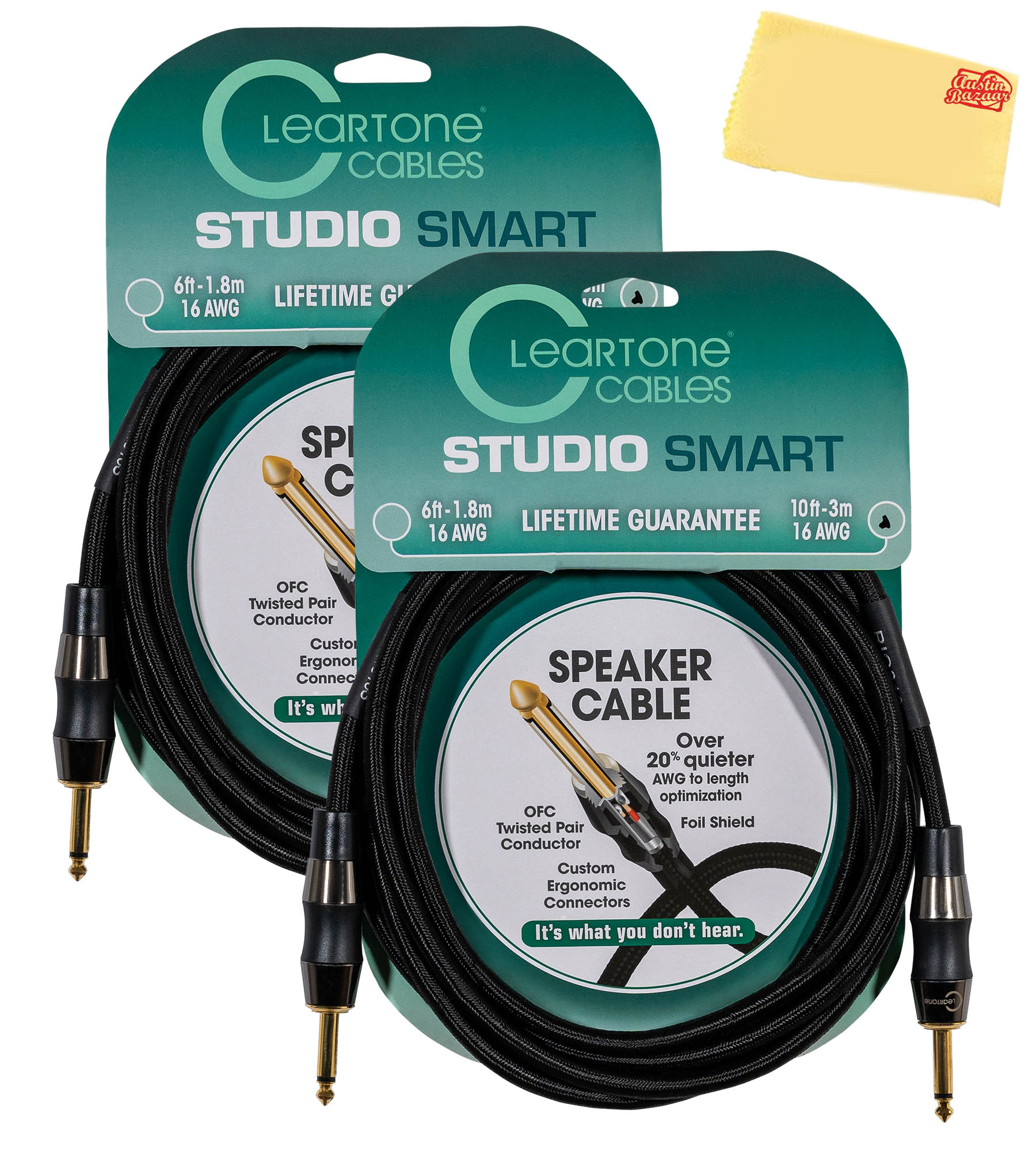 Cleartone 10-Foot Studio Smart Speaker Cable, 16 AWG - 2 Pack