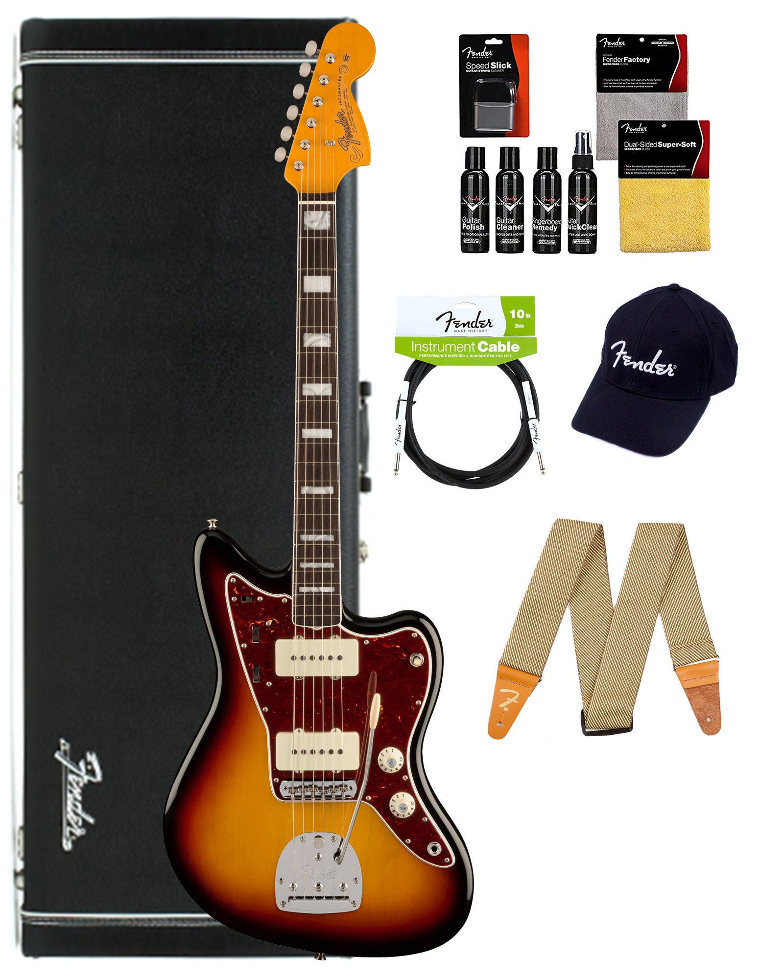 Fender American Vintage II 1966 Jazzmaster - 3-Color Sunburst w/ Guitar Cleaning Kit