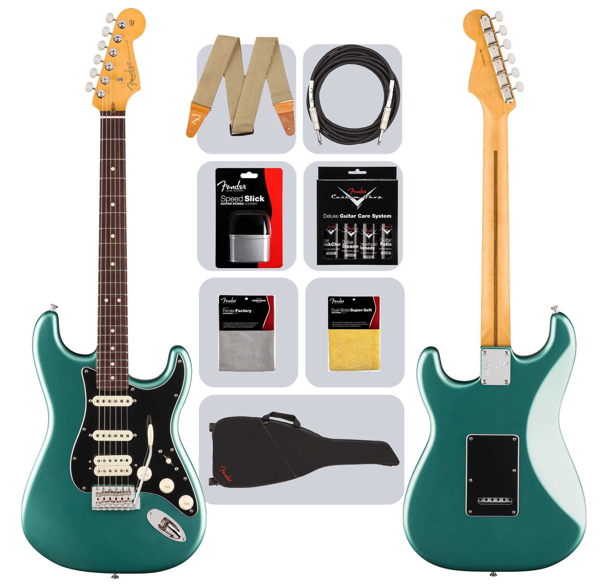 Fender American Professional Classic Stratocaster HSS - Faded Sherwood Green Metallic w/ Cleaning Kit