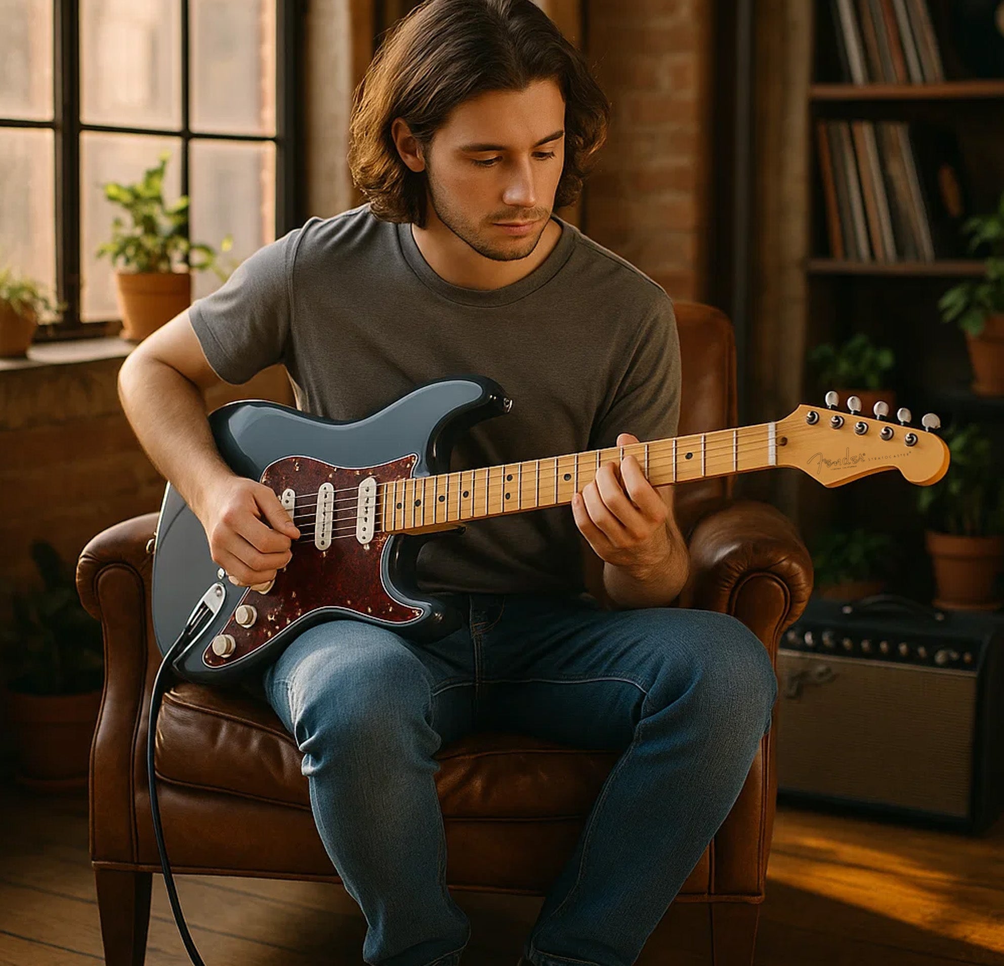 Fender American Professional Classic Stratocaster HSS - Faded Black w/ Cleaning Kit
