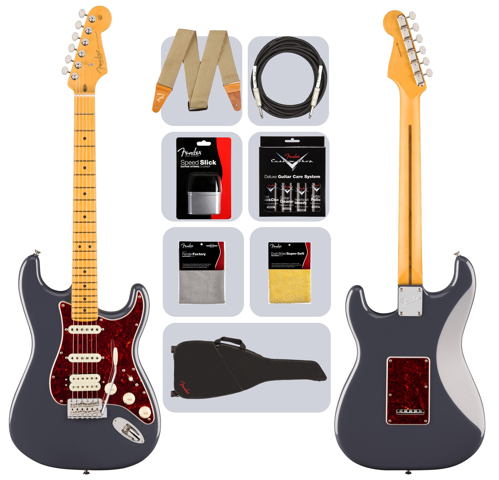 Fender American Professional Classic Stratocaster HSS - Faded Black w/ Cleaning Kit
