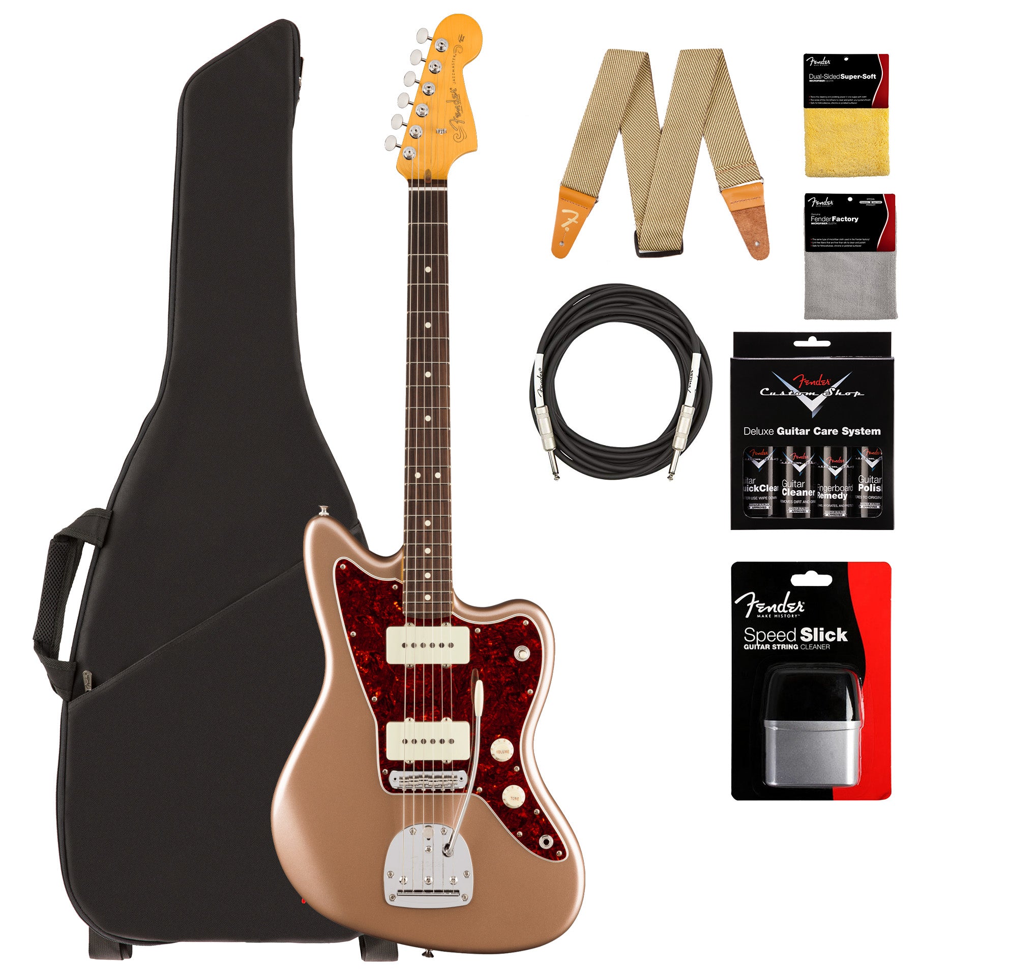 Fender American Professional Classic Jazzmaster - Faded Firemist Gold w/ Guitar Cleaning Kit
