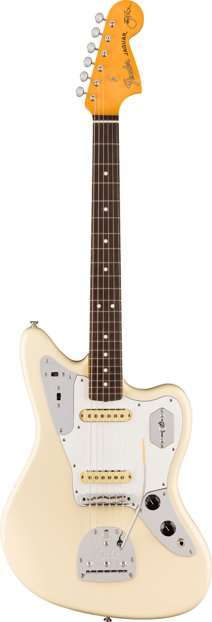 Fender Johnny Marr Jaguar - Olympic White w/ Instrument Cable