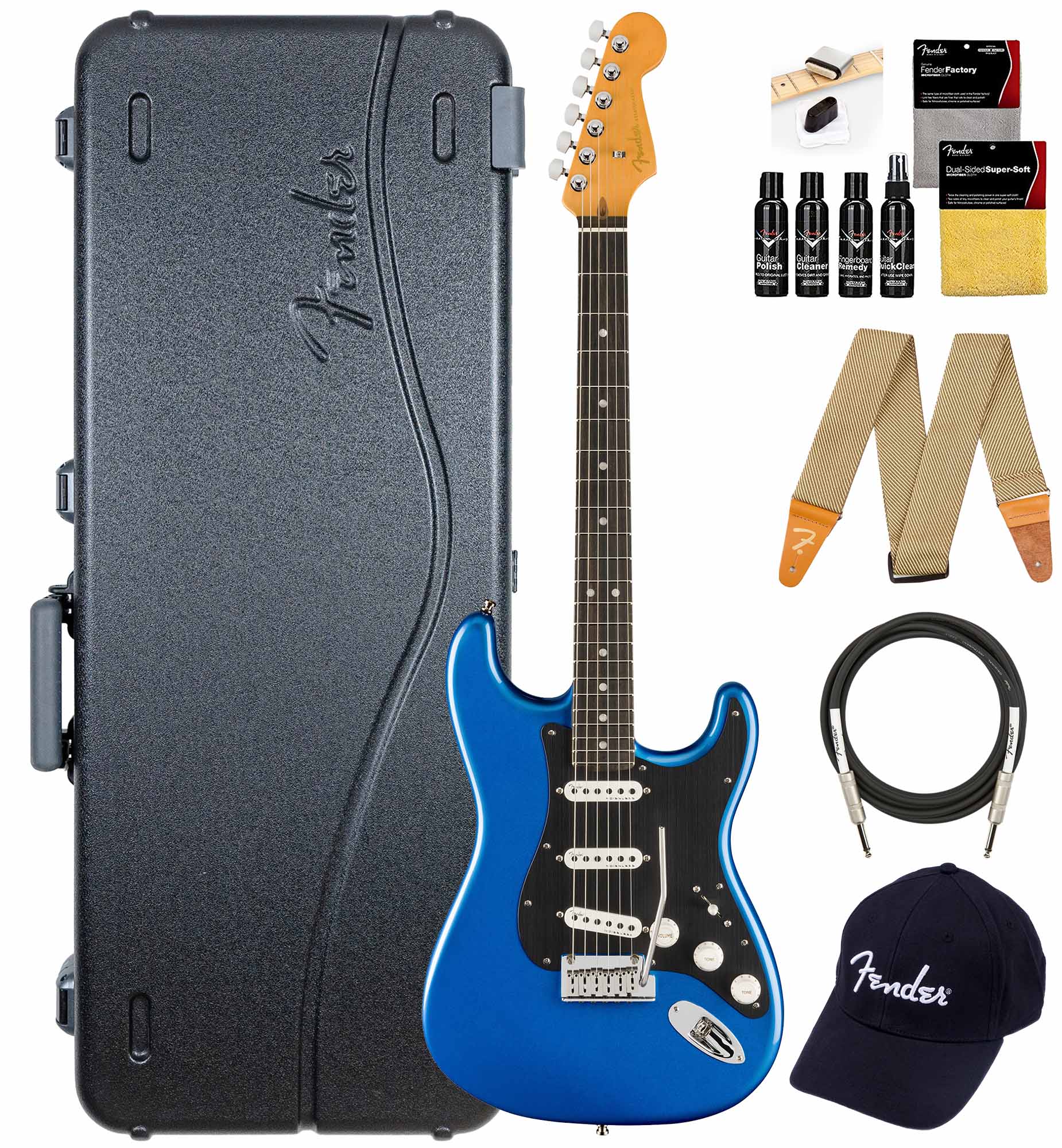 Fender American Ultra II Stratocaster - Noble Blue w/ Guitar Cleaning Kit