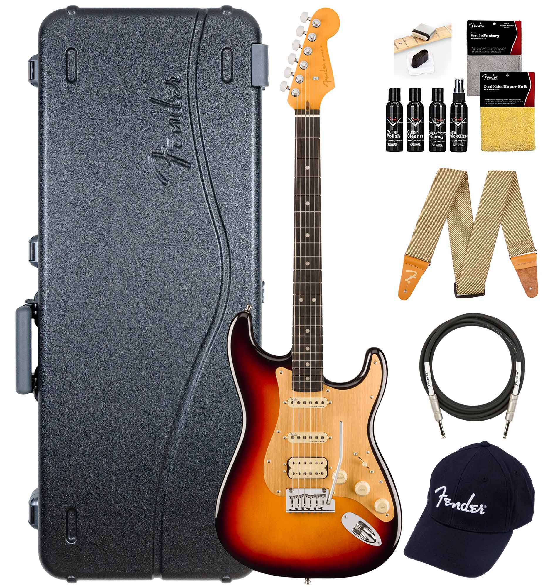 Fender American Ultra II Stratocaster HSS - Ultraburst w/ Guitar Cleaning Kit