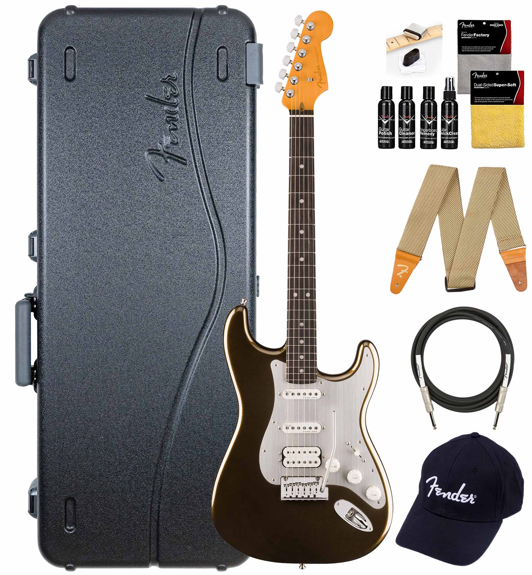 Fender American Ultra II Stratocaster HSS - Texas Tea w/ Guitar Cleaning Kit