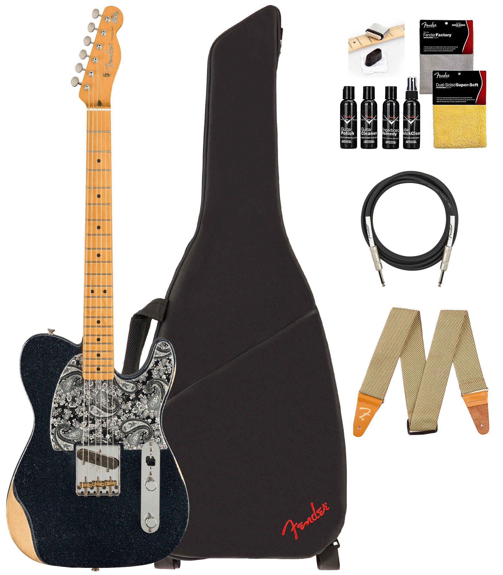 Fender Brad Paisley Esquire - Black Sparkle w/ Guitar Cleaning Kit