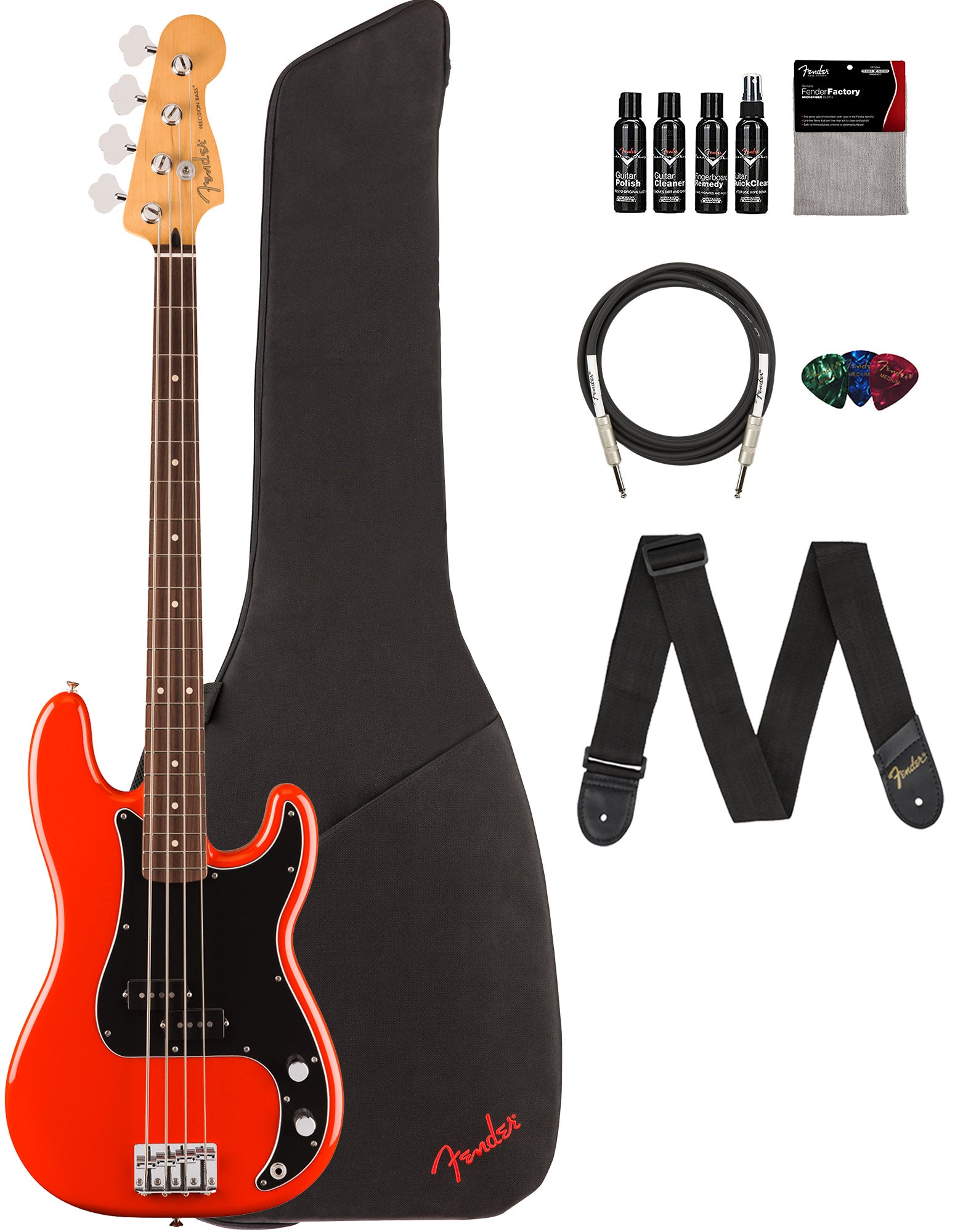 Fender Player II Precision Bass - Coral Red w/ Cleaning Kit – Austin Bazaar