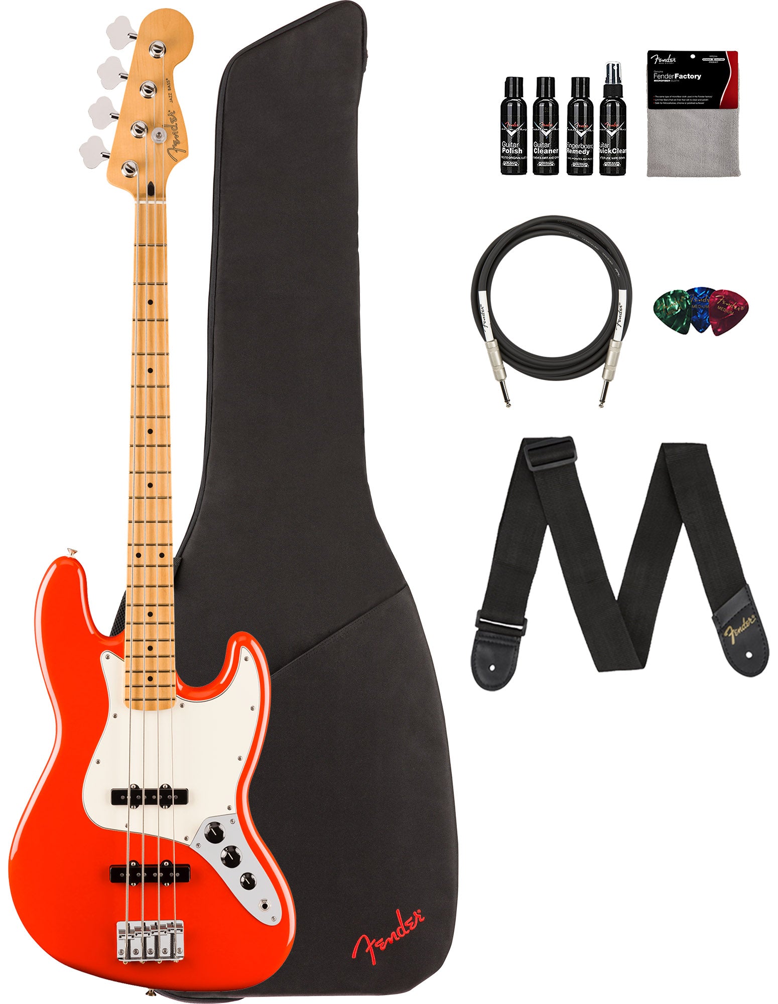 Fender Player II Jazz Bass - Coral Red w/ Cleaning Kit