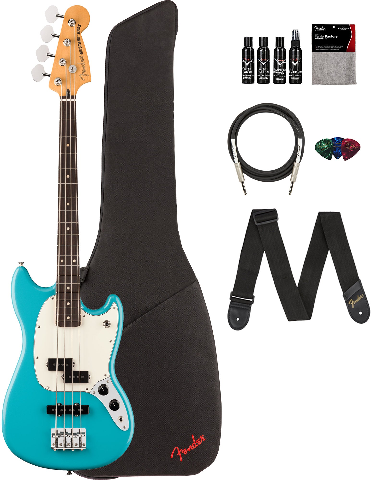 Fender Player II Mustang Bass PJ - Aquatone Blue w/ Cleaning Kit
