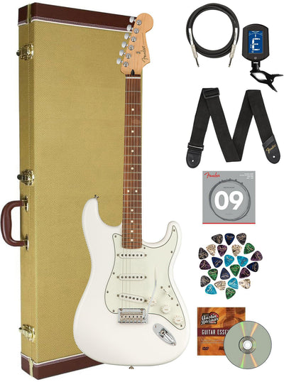 Fender Player Stratocaster, Pau Ferro - Polar White w/ Tweed Hard Case