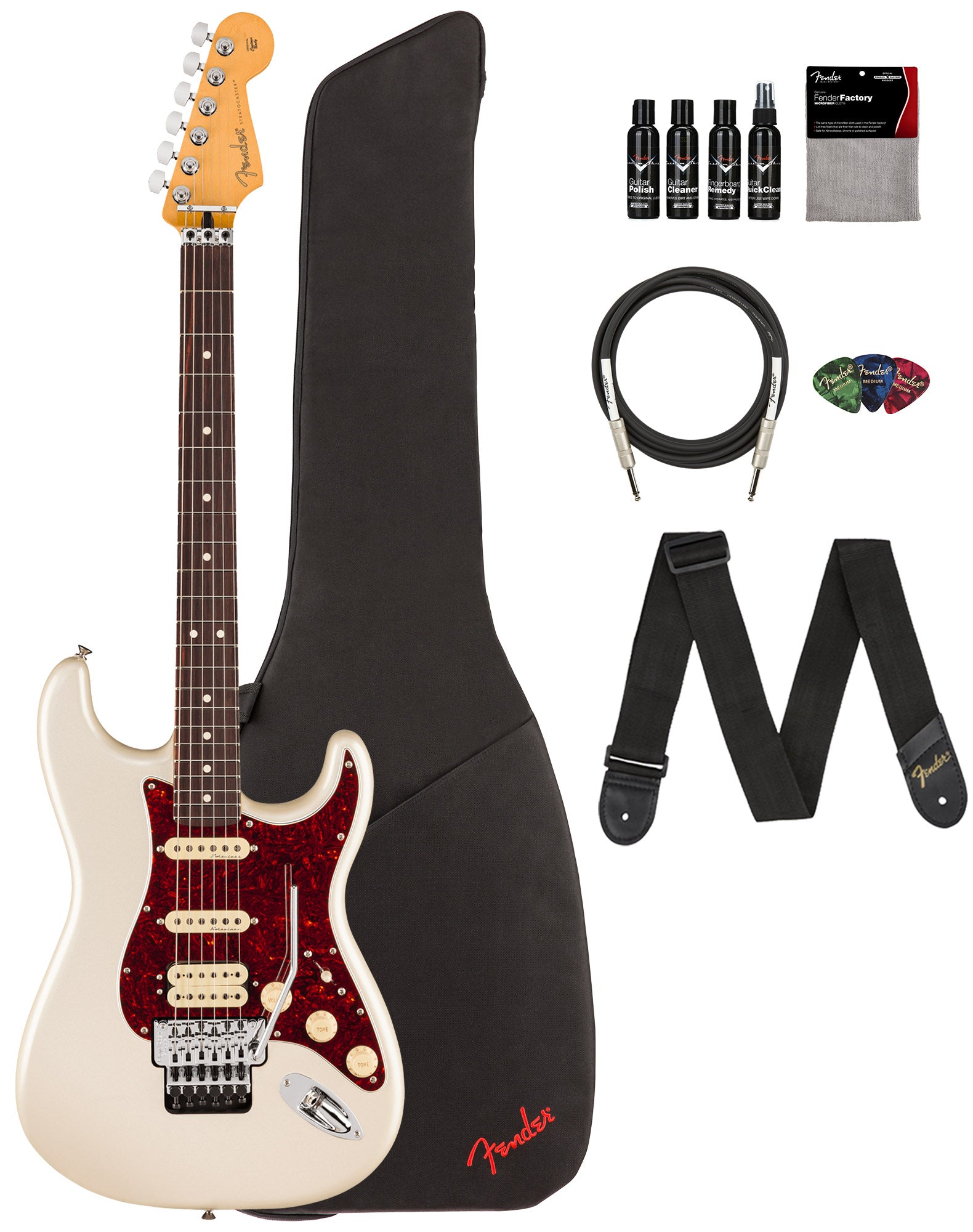 Fender Player II Modified Stratocaster HSS Floyd Rose - Olympic Pearl w/ Instrument Cable