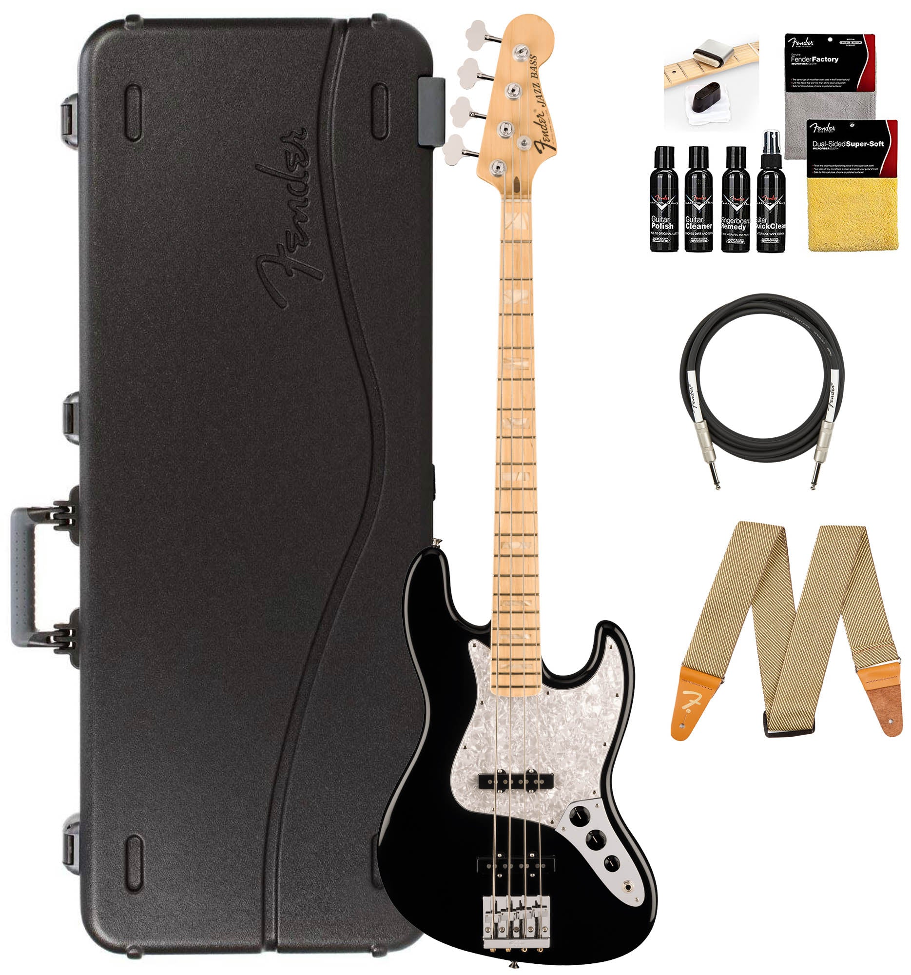 Fender USA Geddy Lee Jazz Bass - Black w/ ABS Molded Case