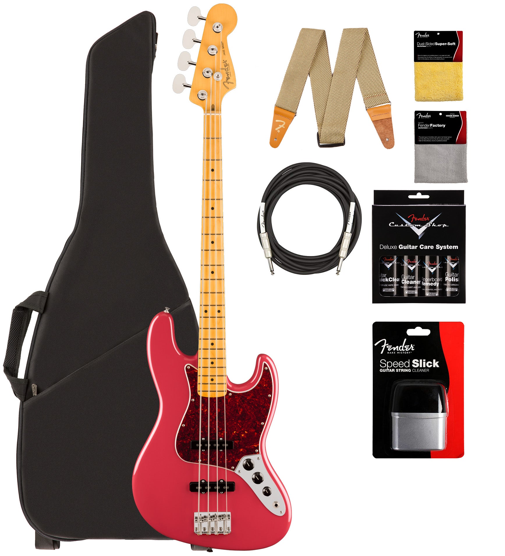 Fender American Professional Classic Jazz Bass - Faded Dakota Red w/ Cleaning Kit