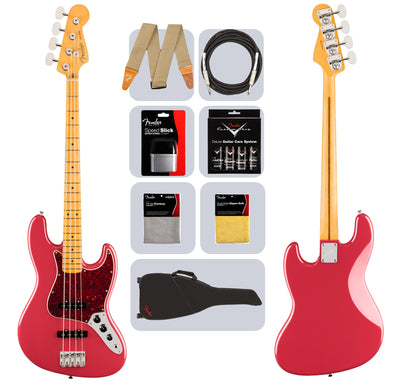 Fender American Professional Classic Jazz Bass - Faded Dakota Red w/ Cleaning Kit