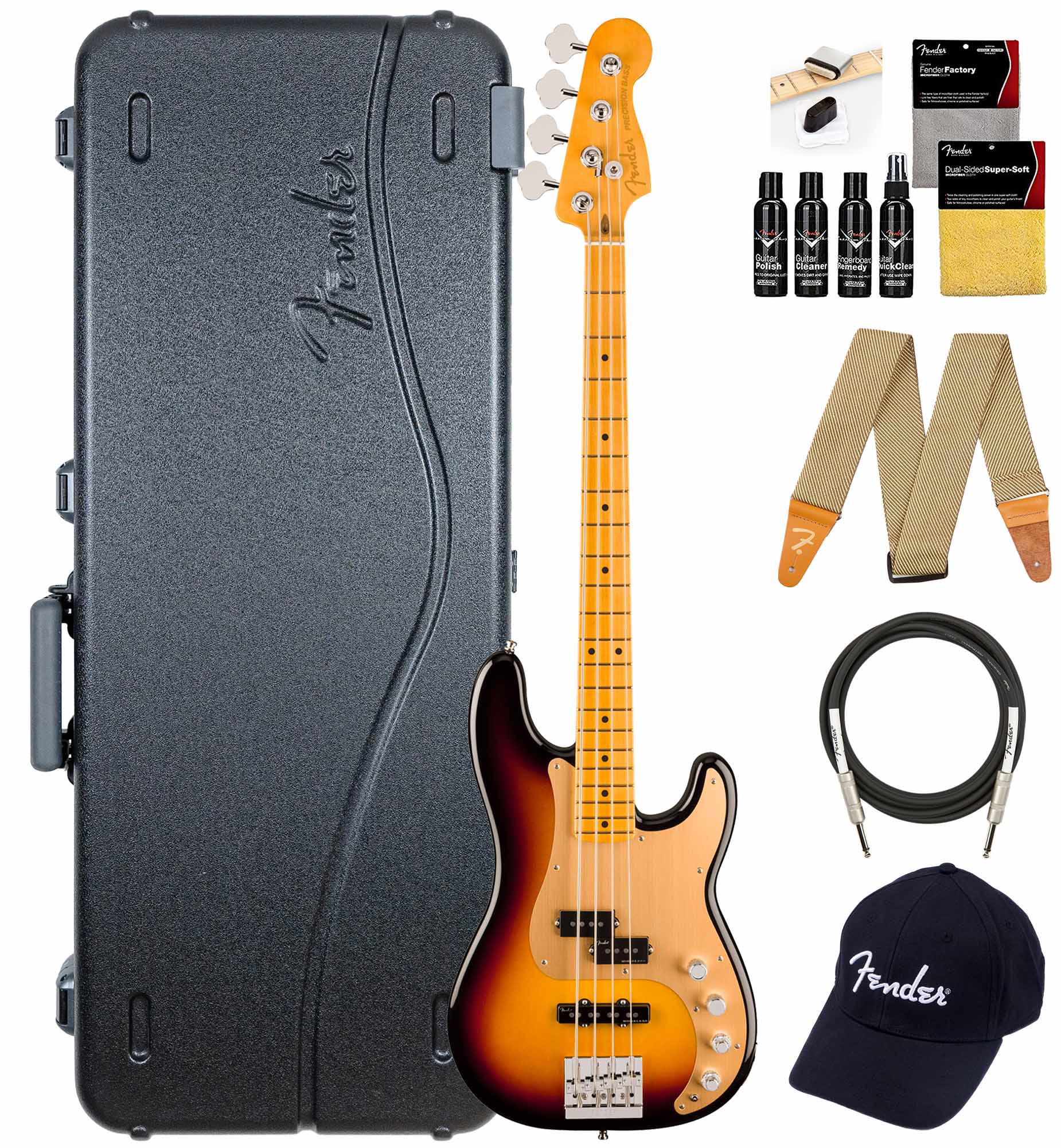 Fender American Ultra II Precision Bass - Ultraburst w/ Guitar Cleaning Kit