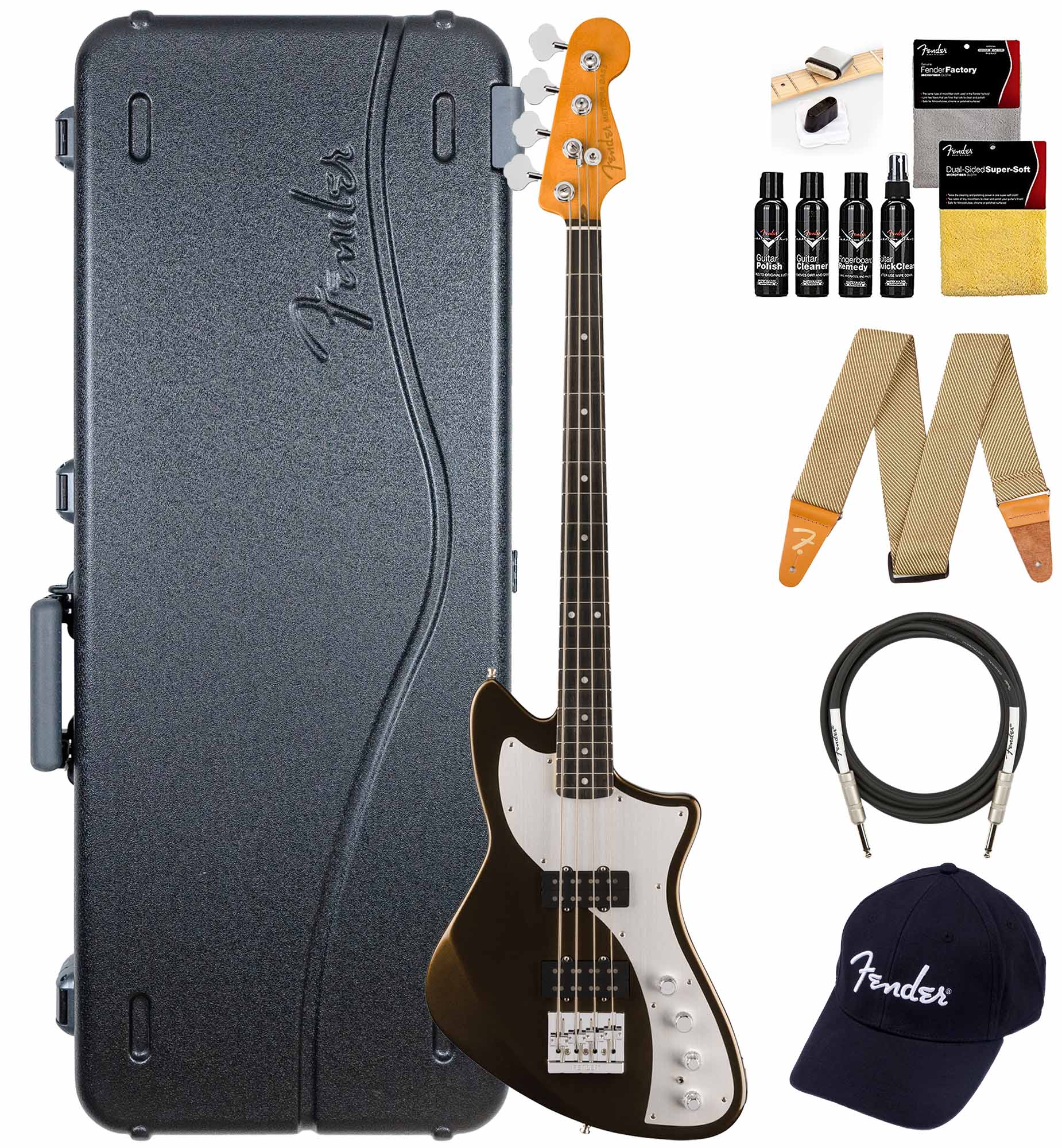 Fender American Ultra II Meteora Bass - Texas Tea w/ Guitar Cleaning Kit