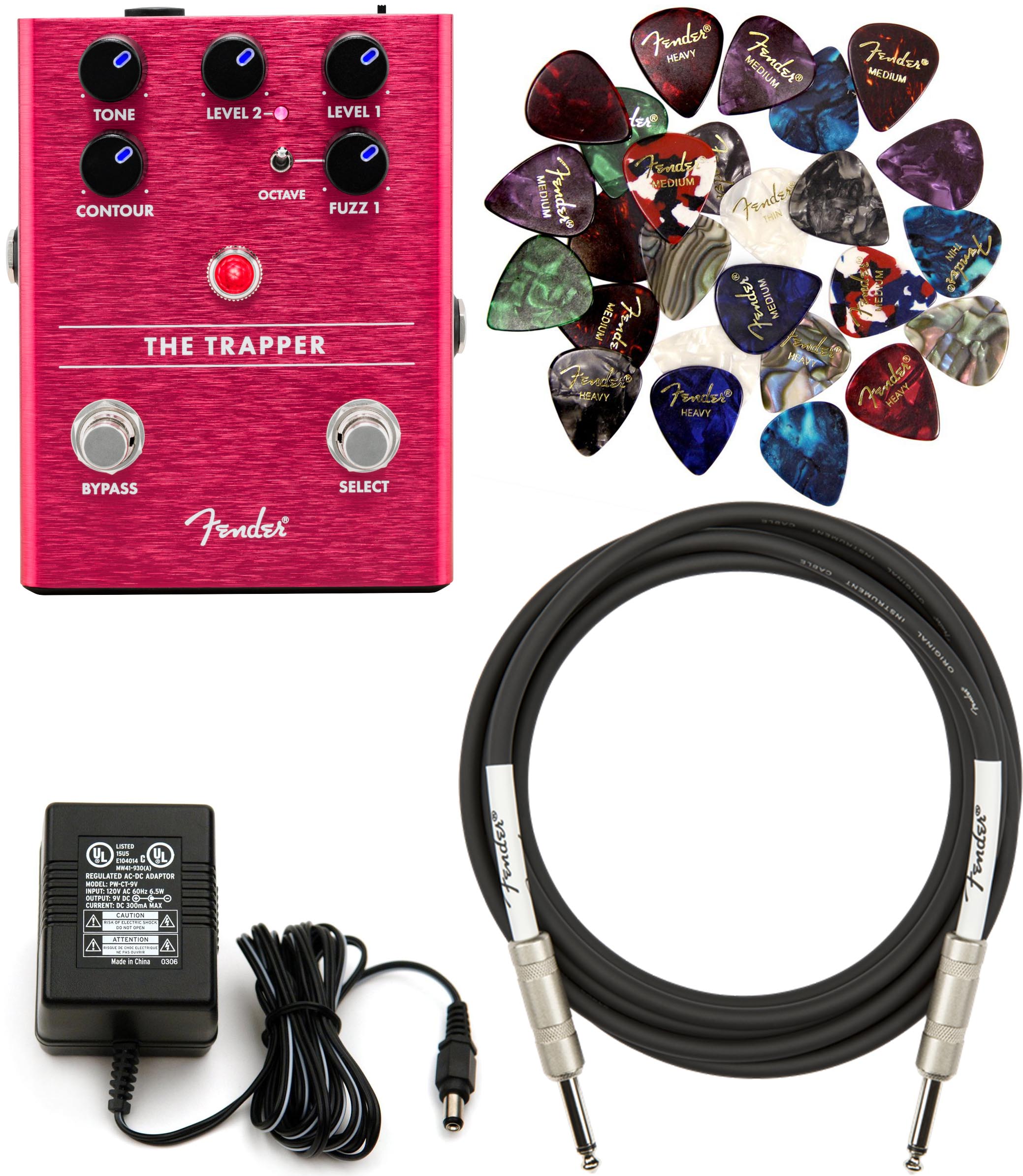 Fender The Trapper Dual Fuzz Pedal w/ Power Supply