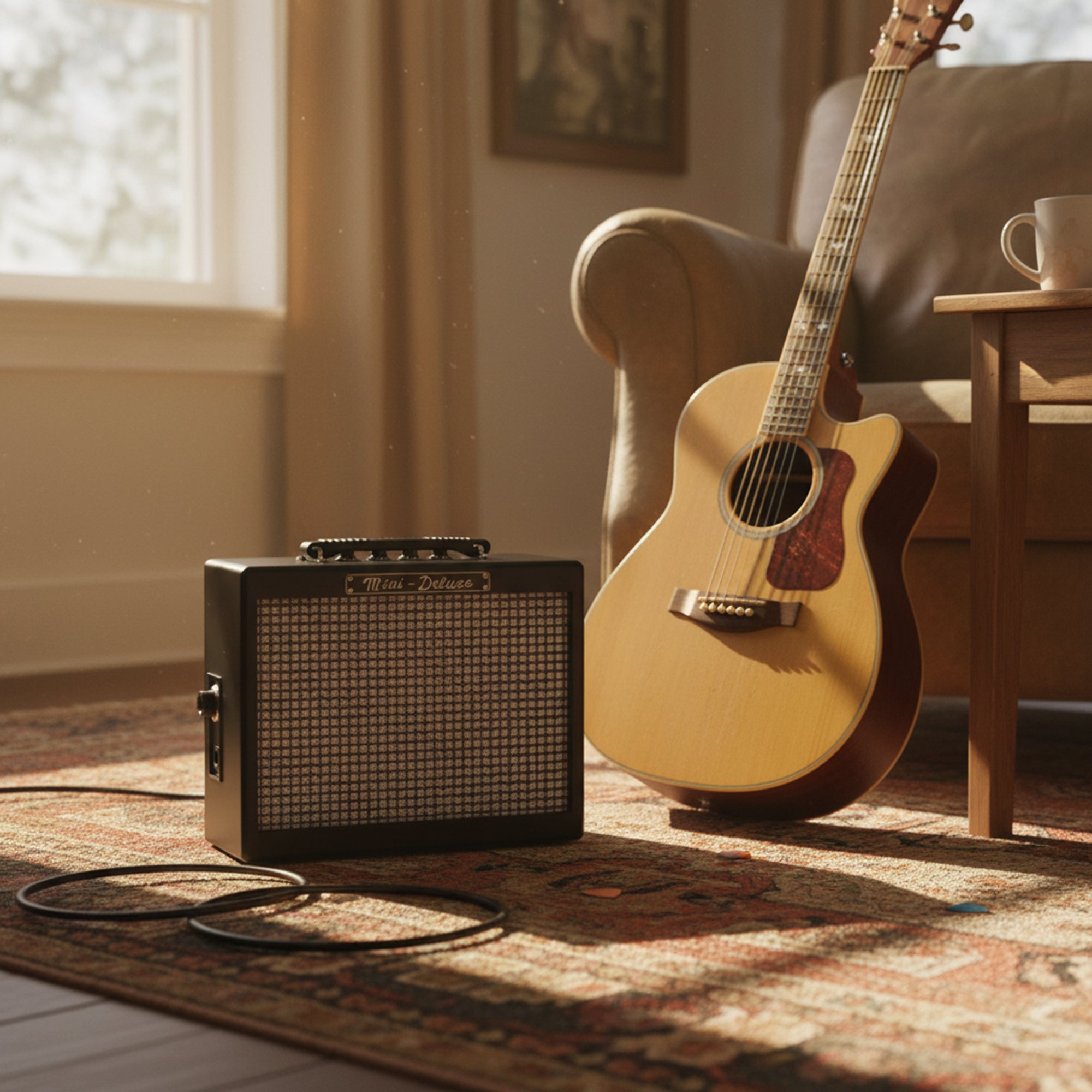 Fender MD20 Mini Deluxe Guitar Combo Amplifier w/ Instrument Cable