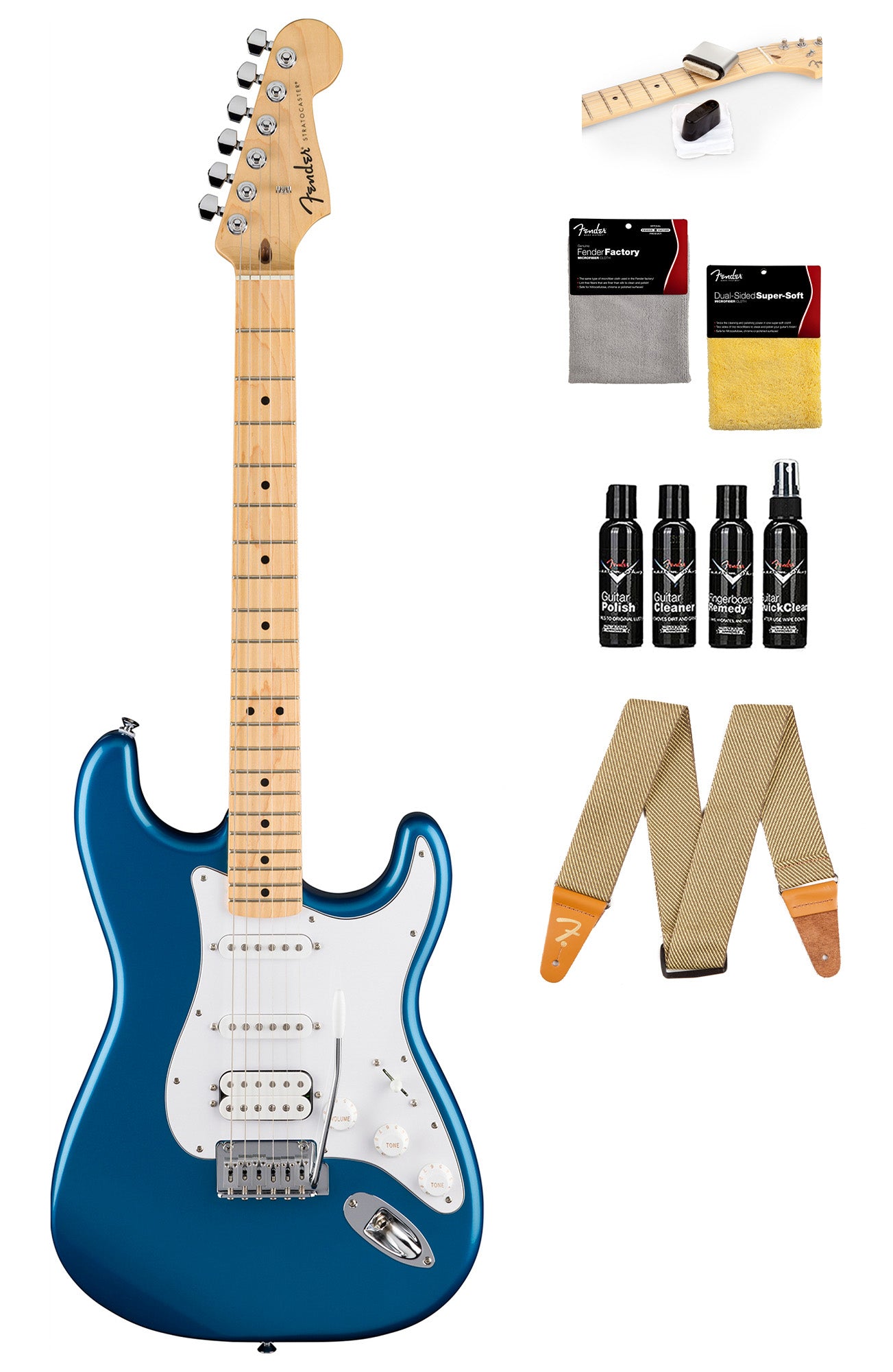 Fender Standard Stratocaster HSS - Aqua Marine Metallic w/ Guitar Cleaning Kit