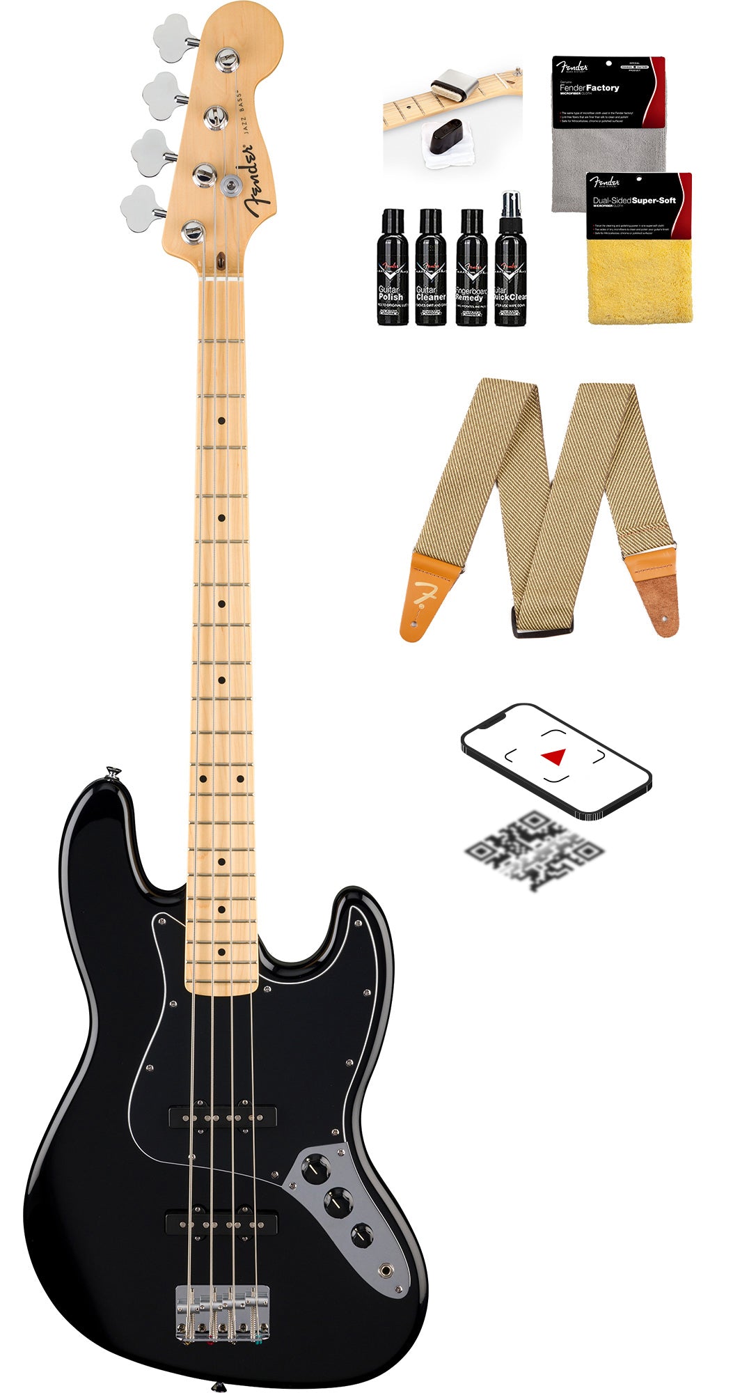 Fender Standard Jazz Bass - Black w/ Guitar Cleaning Kit