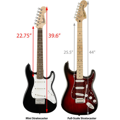 Fender Squier 3/4-Size Kids Mini Strat Electric Guitar - Black w/ Tuner