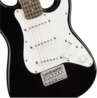 Fender Squier 3/4-Size Kids Mini Strat Electric Guitar - Black w/ Amplifier