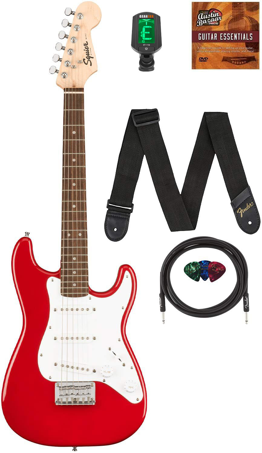 Fender Squier 3/4-Size Kids Mini Strat Electric Guitar - Dakota Red w/ Cable