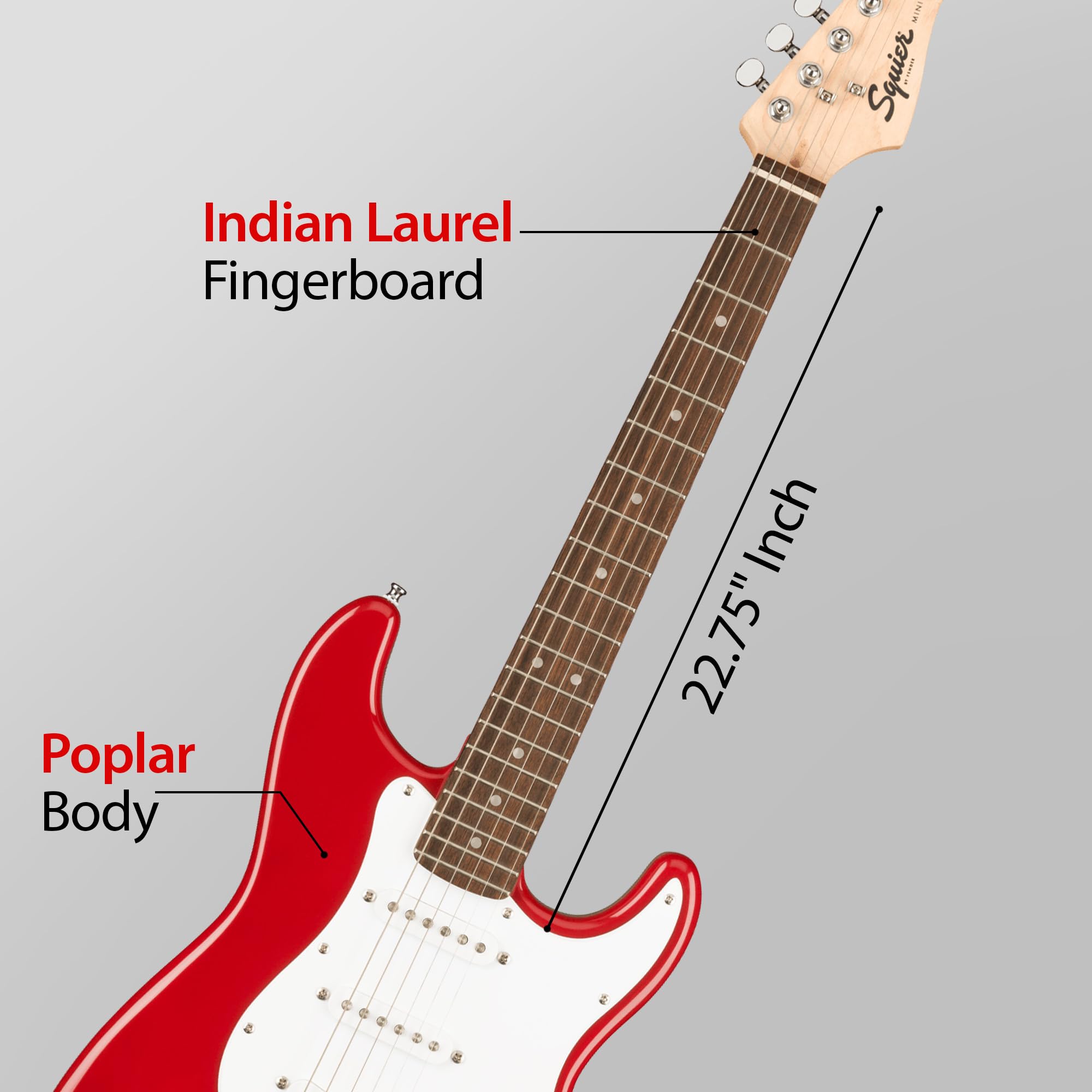 Fender Squier 3/4-Size Kids Mini Strat Electric Guitar - Dakota Red w/ Amplifier