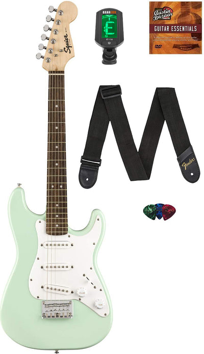 Fender Squier 3/4-Size Kids Mini Strat Electric Guitar - Surf Green w/ Tuner