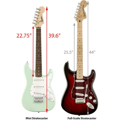 Fender Squier 3/4-Size Kids Mini Strat Electric Guitar - Surf Green w/ Amplifier